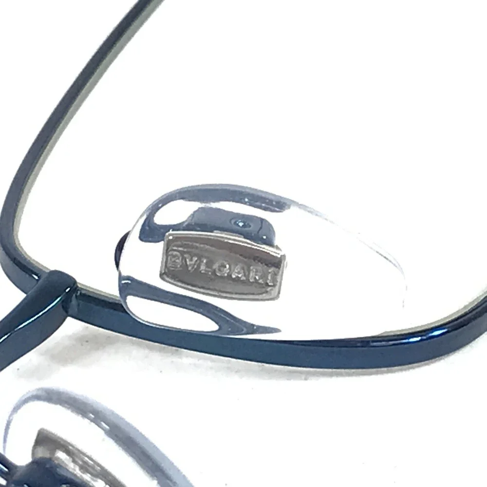 Bvlgari Eyeglasses Frames 157 203 Polished Blue Rectangle Wire Rim 50-18-135